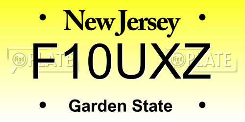 F10UXZ New Jersey License Plate