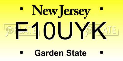 F10UYK New Jersey License Plate