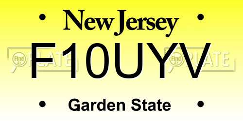 F10UYV New Jersey License Plate