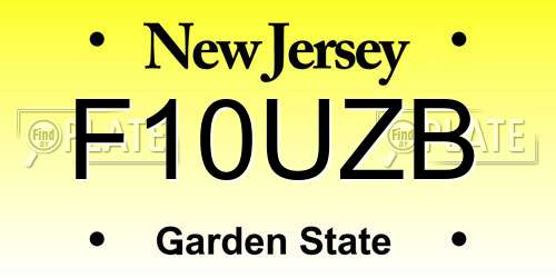 F10UZB New Jersey License Plate