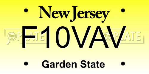 F10VAV New Jersey License Plate