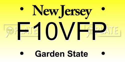 F10VFP New Jersey License Plate
