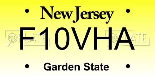 F10VHA New Jersey License Plate