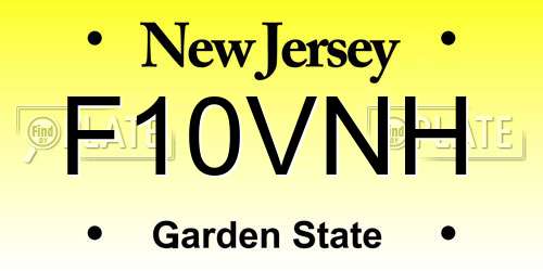F10VNH New Jersey License Plate