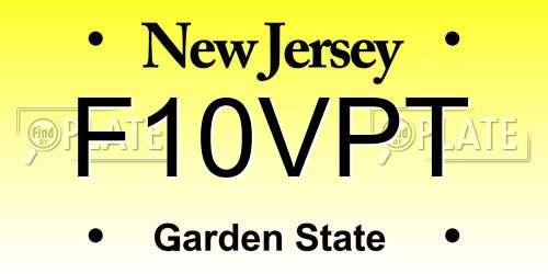 F10VPT New Jersey License Plate