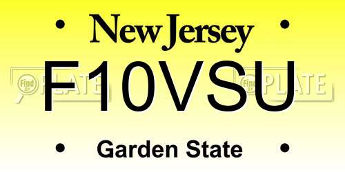 F10VSU New Jersey License Plate