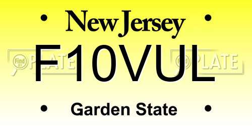 F10VUL New Jersey License Plate