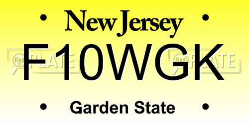F10WGK New Jersey License Plate