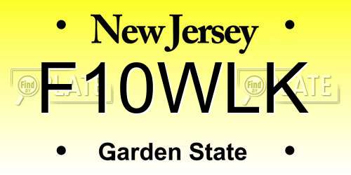 F10WLK New Jersey License Plate