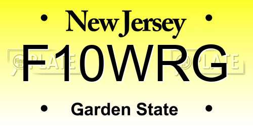 F10WRG New Jersey License Plate