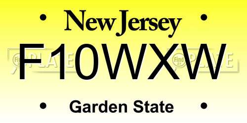 F10WXW New Jersey License Plate