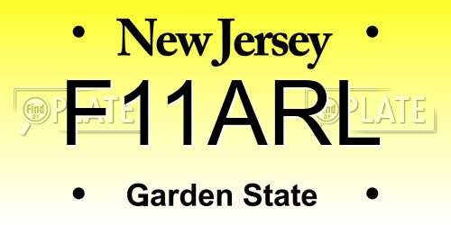 F11ARL New Jersey License Plate