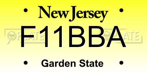 F11BBA New Jersey License Plate