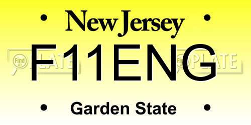 F11ENG New Jersey License Plate