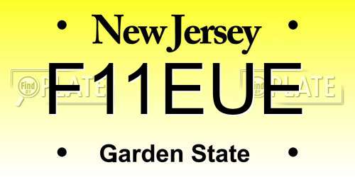 F11EUE New Jersey License Plate