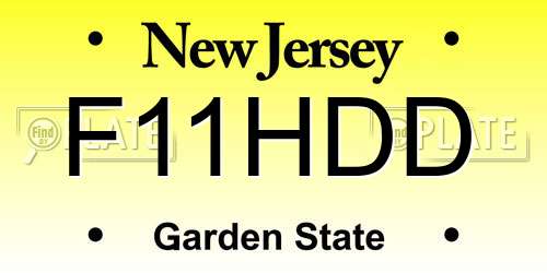 F11HDD New Jersey License Plate