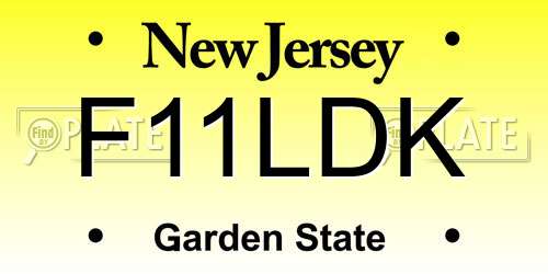 F11LDK New Jersey License Plate
