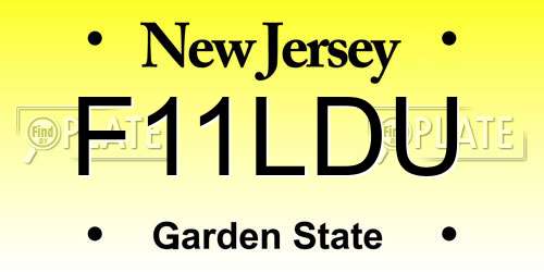 F11LDU New Jersey License Plate