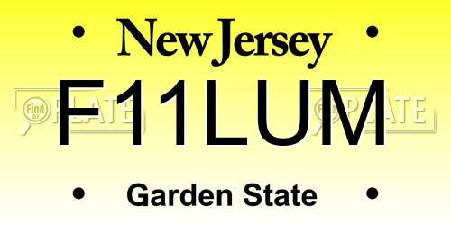 F11LUM New Jersey License Plate