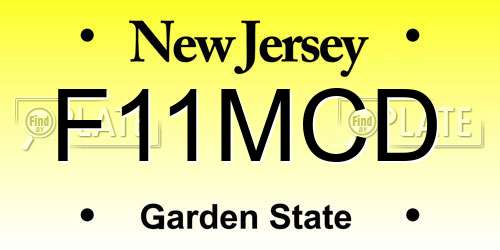 F11MCD New Jersey License Plate