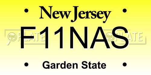 F11NAS New Jersey License Plate