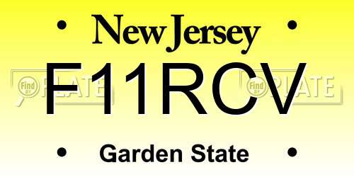 F11RCV New Jersey License Plate