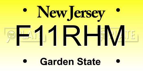 F11RHM New Jersey License Plate