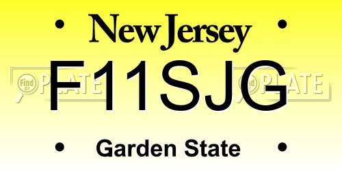 F11SJG New Jersey License Plate