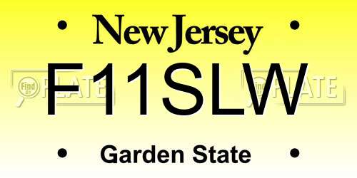F11SLW New Jersey License Plate