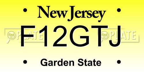F12GTJ New Jersey License Plate