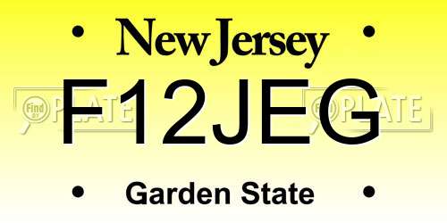 F12JEG New Jersey License Plate