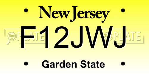 F12JWJ New Jersey License Plate