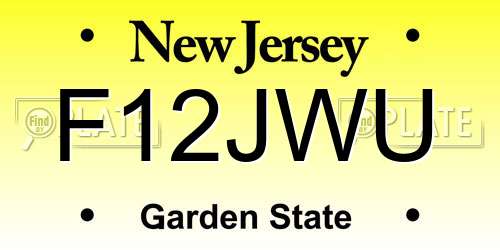 F12JWU New Jersey License Plate