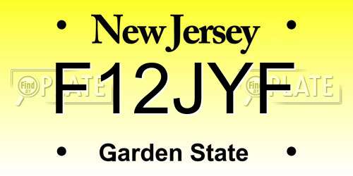 F12JYF New Jersey License Plate