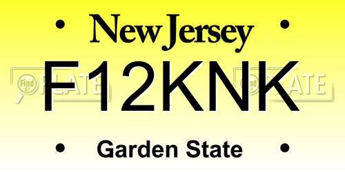 F12KNK New Jersey License Plate