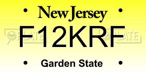 F12KRF New Jersey License Plate