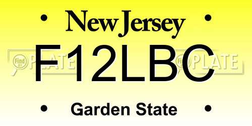 F12LBC New Jersey License Plate