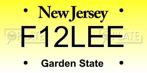 F12LEE New Jersey License Plate