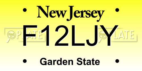 F12LJY New Jersey License Plate