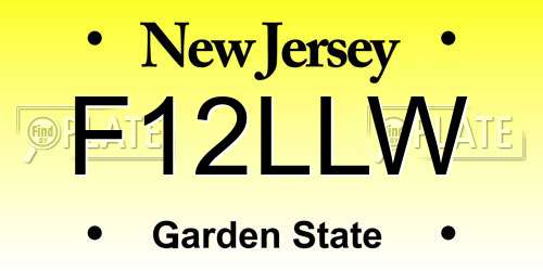 F12LLW New Jersey License Plate