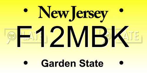 F12MBK New Jersey License Plate