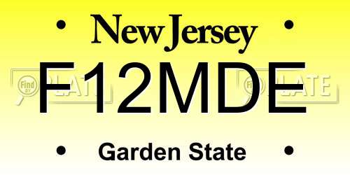 F12MDE New Jersey License Plate