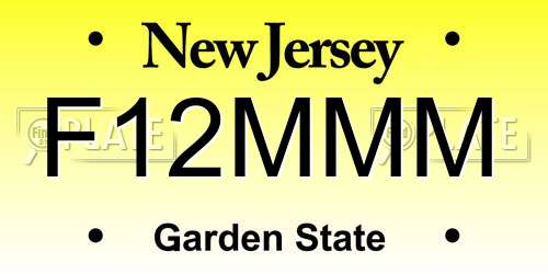 F12MMM New Jersey License Plate
