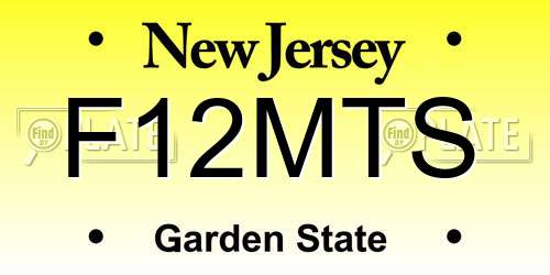 F12MTS New Jersey License Plate