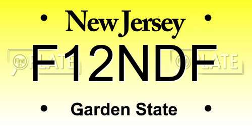 F12NDF New Jersey License Plate