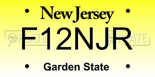 F12NJR New Jersey License Plate