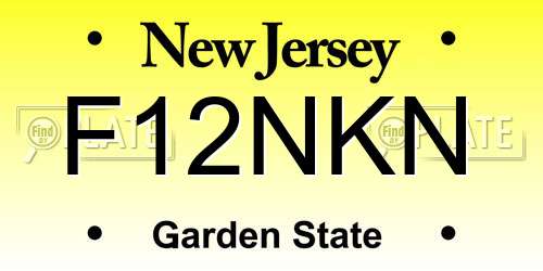 F12NKN New Jersey License Plate