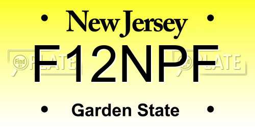 F12NPF New Jersey License Plate