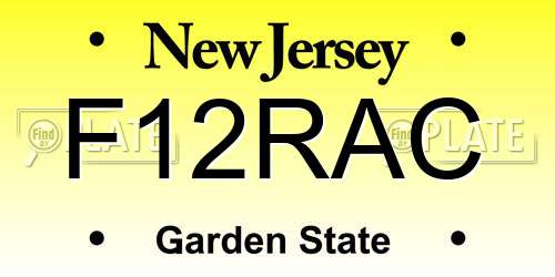 F12RAC New Jersey License Plate