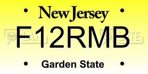 F12RMB New Jersey License Plate